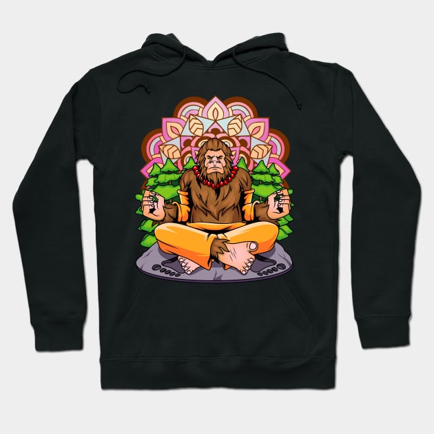 Funny Bigfoot In Yoga Pose Hoodie by Om That Shop